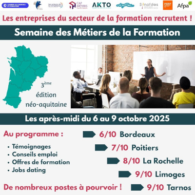 Semaine des Métiers de la Formation : découvrez les opportunités en Nouvelle-Aquitaine