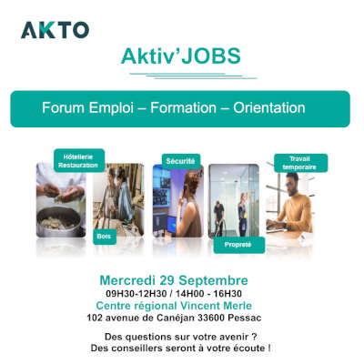 Aktiv’Jobs, un forum organisé par AKTO au Centre régional Vincent Merle le 29 septembre