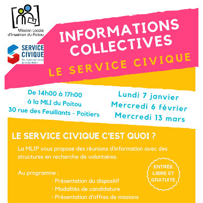 Des informations collectives et des ateliers à Poitiers sur le service civique